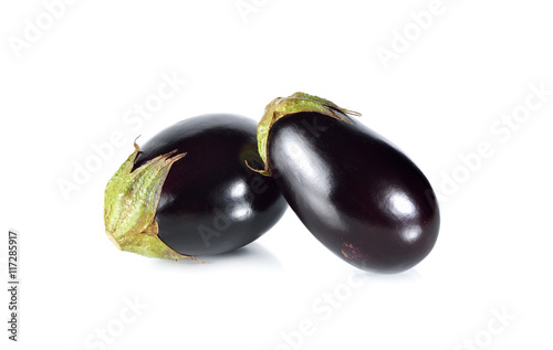 whole fresh eggplant on white background
