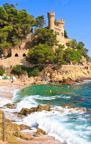 COSTA BRAVA  SPAIN  2012   beach with castle in the background