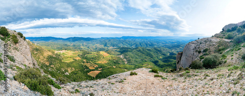 Panorama of green mountains