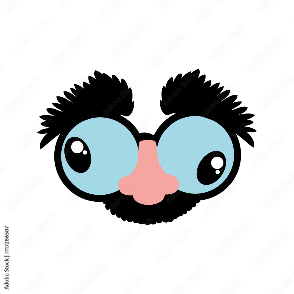cartoon glasses nose face icon. Mask concept.  Isolated and flat illustration. Vector graphic