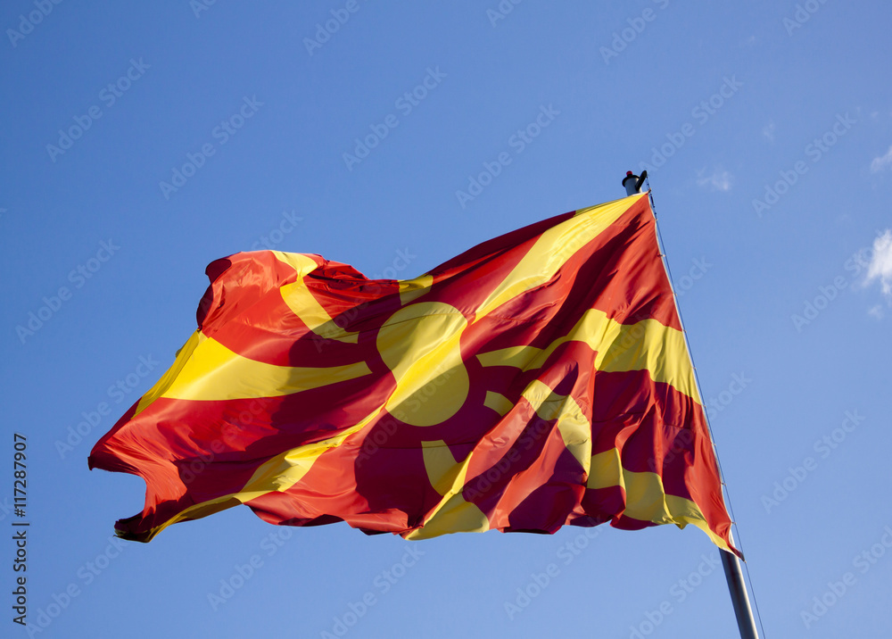 Macedonian flag on blue sky