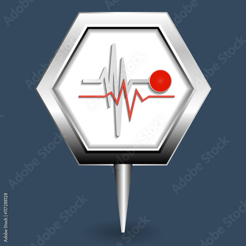 Map pointers with heart beat line Vector