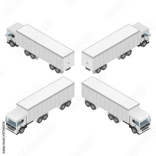 Big truck in isometric. Cargo transport.