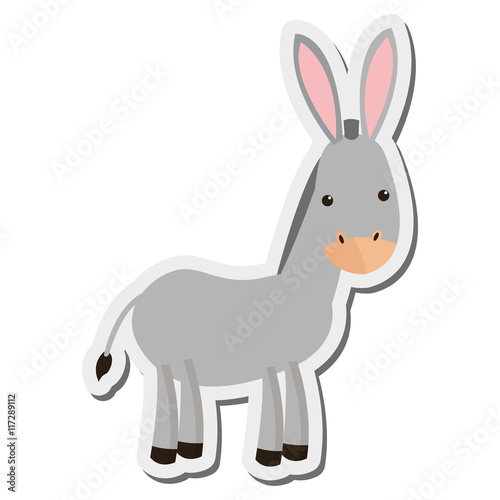 flat design donkey cartoon icon vector illustration
