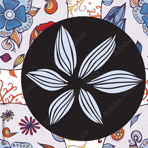 abstract seamless patcwork tile with floral ornament.arabic or o