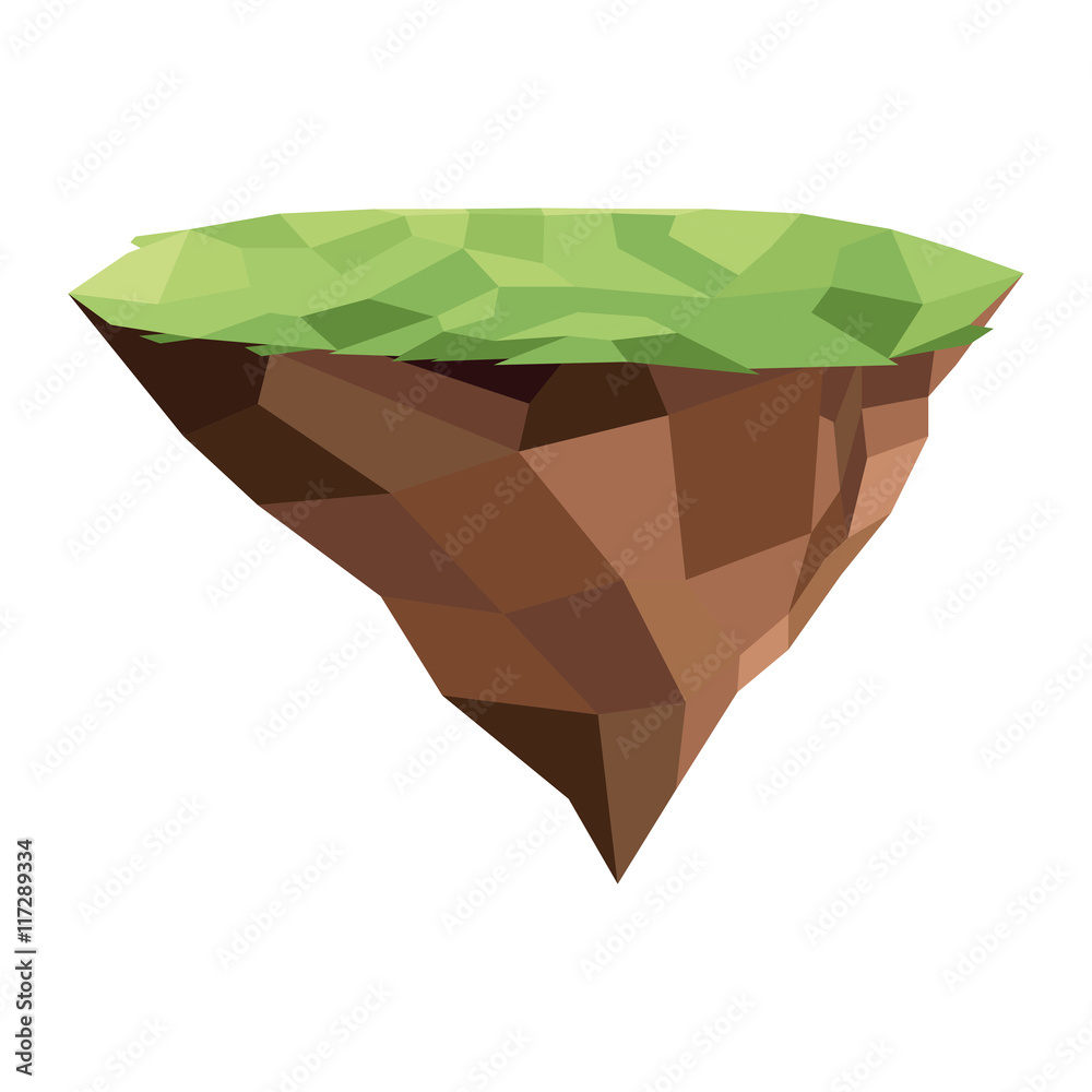 Flat Design Floating Piece Of Land Icon Vector Illustration Stock flat-design-floating-piece-of-land-icon-vector-illustration-stock