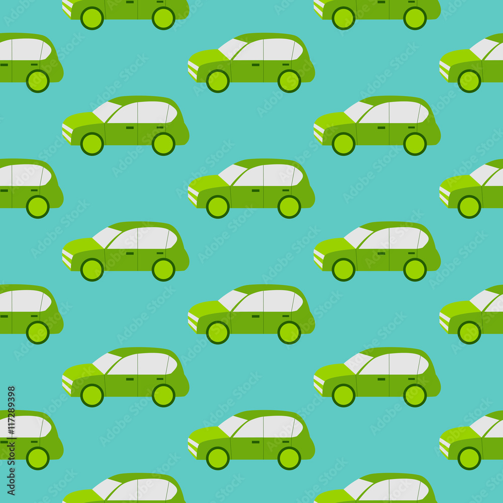 Eco car seamless pattern