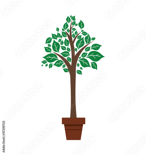 leaf pot plant green nature ecology icon. Isolated and flat illustration. Vector graphic