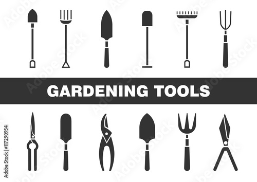 Set of icons - gardening tools. Web site design. Logo icons. Spring season gardening