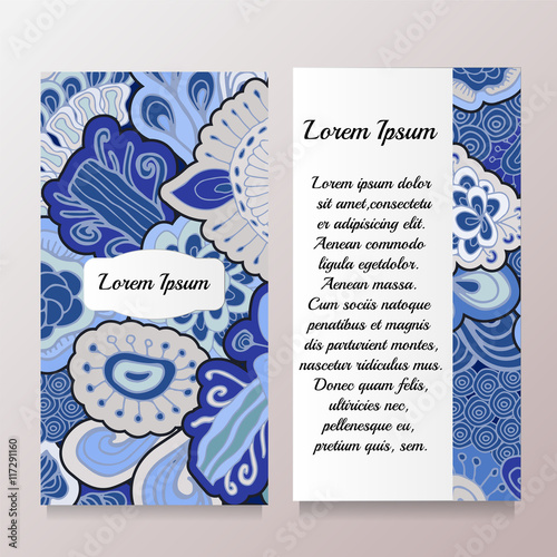 Stock vector template with abstract floral pattern,oriental desi