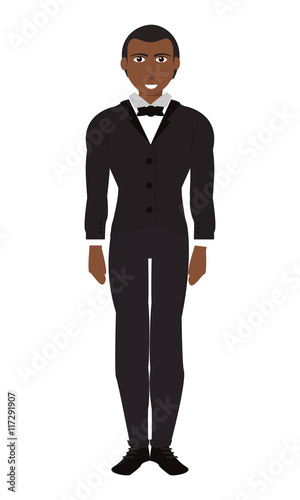 flat design single man with suit and bowtie icon vector illustration