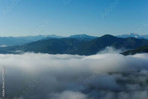 Fog in the mountains of the Caucasus