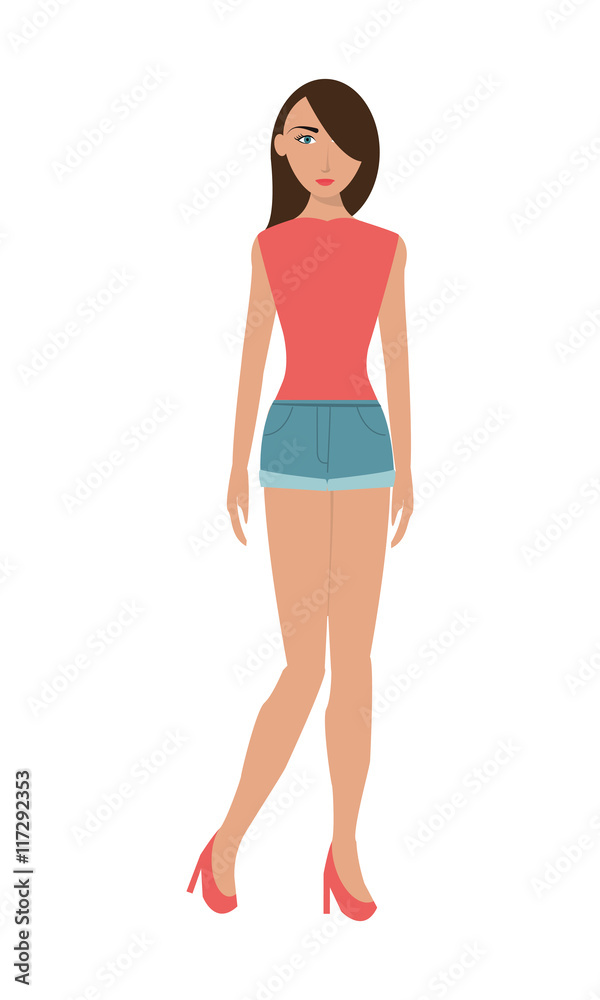 flat design single woman wearing shorts icon vector illustration flat design single woman wearing shorts icon vector illustration