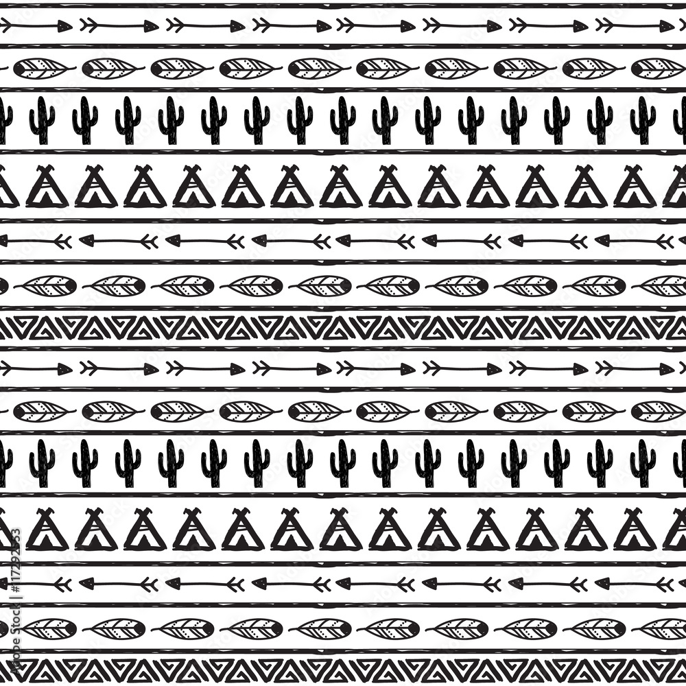 Seamless vector pattern in the style of boho or hippy Seamless vector pattern in the style of boho or hippy