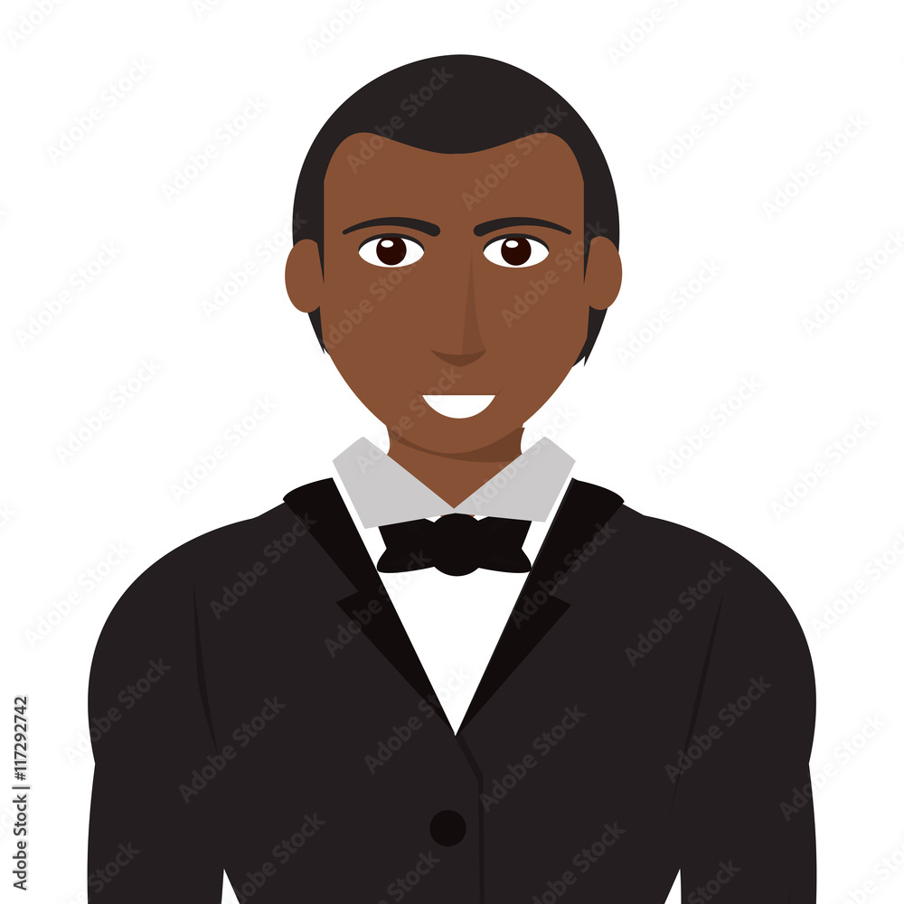 flat design single man with suit and bowtie icon vector illustration