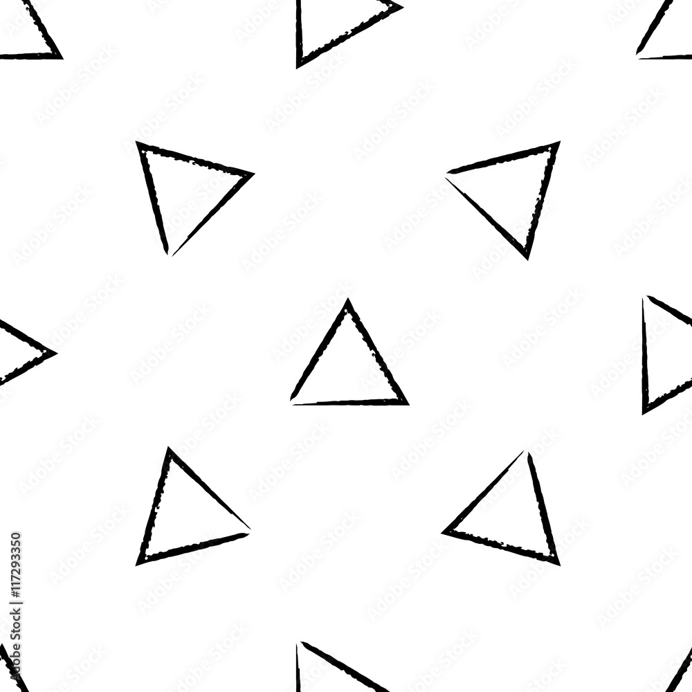 Hand Drawn vector seamless pattern made with ink. Triangles shapes isolated. Fabric pattern Hand Drawn vector seamless pattern made with ink. Triangles shapes isolated. Fabric pattern
