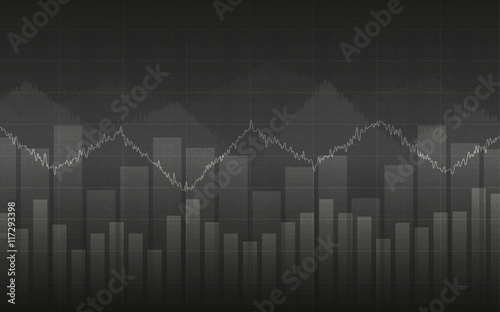 Business chart with line graph and bar chart in Sideways market on dark gray background  vector 