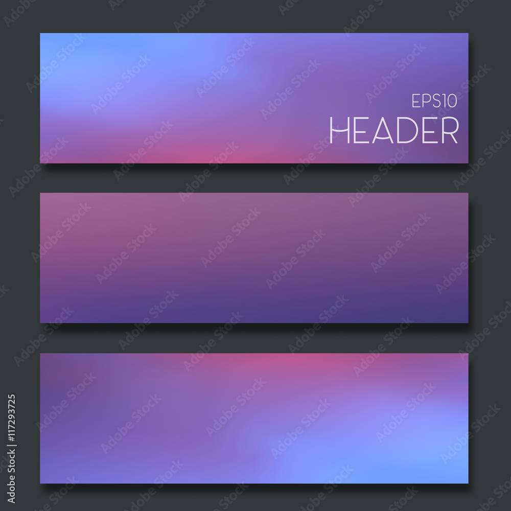 Fototapeta premium Set of blurred headers. Webdesign. App design elements. Vector banner