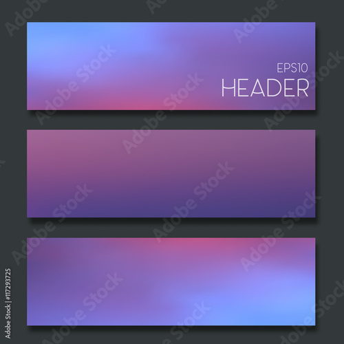 Set of blurred headers. Webdesign. App design elements. Vector banner