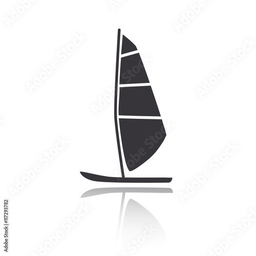 Vector illustration of windsurfing board. Windsurfing icon. Windsurfing favicon.