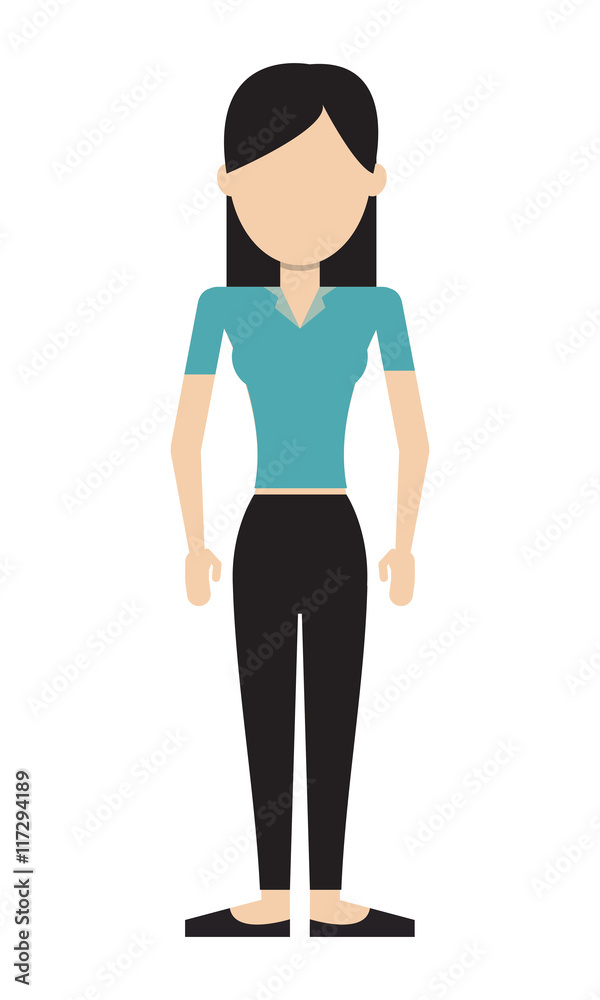 flat design single woman icon vector illustration
