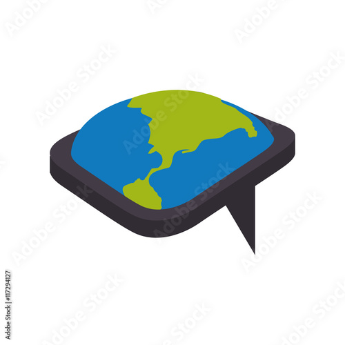 bubble planet earth communication icon. Isolated and flat illustration. Vector graphic