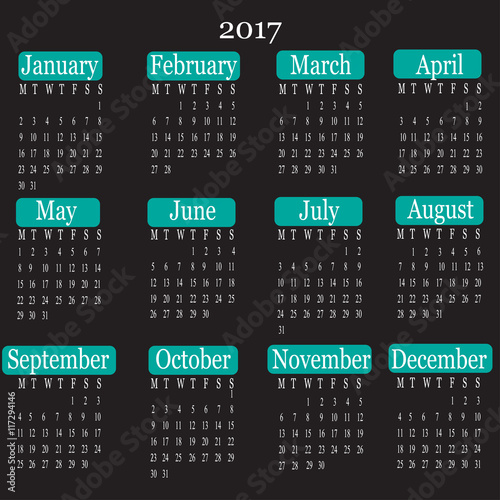 calendar for 2017