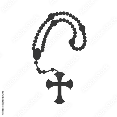 rosary nacklace cross religion icon. Isolated and flat illustration. Vector graphic