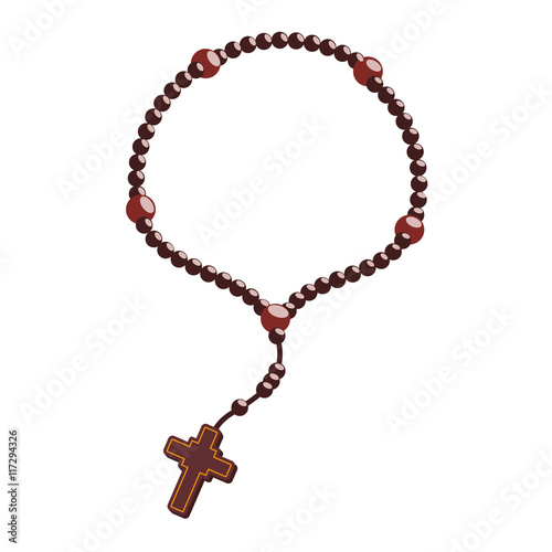 rosary nacklace cross religion icon. Isolated and flat illustration. Vector graphic