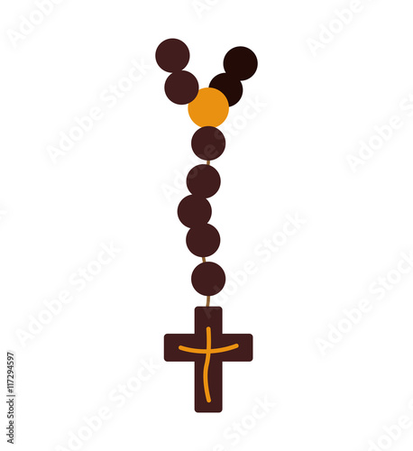 rosary nacklace cross religion icon. Isolated and flat illustration. Vector graphic