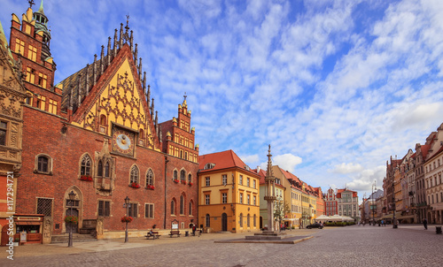 Widok Wrocławia, zabytkowe stare miasto, Polska