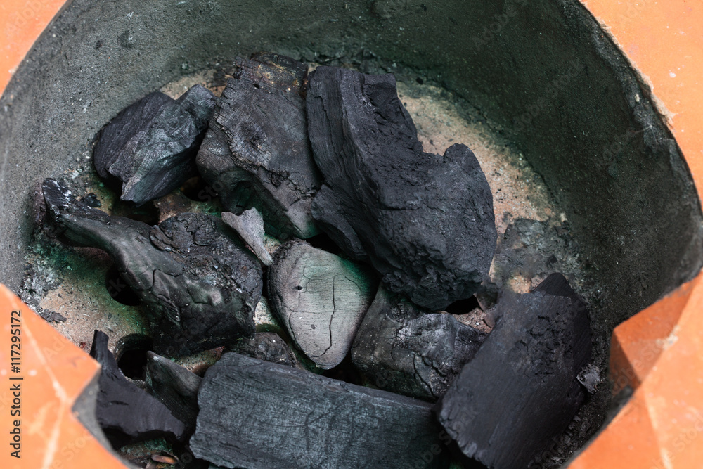 Fototapeta premium Charcoal Stove burning grill