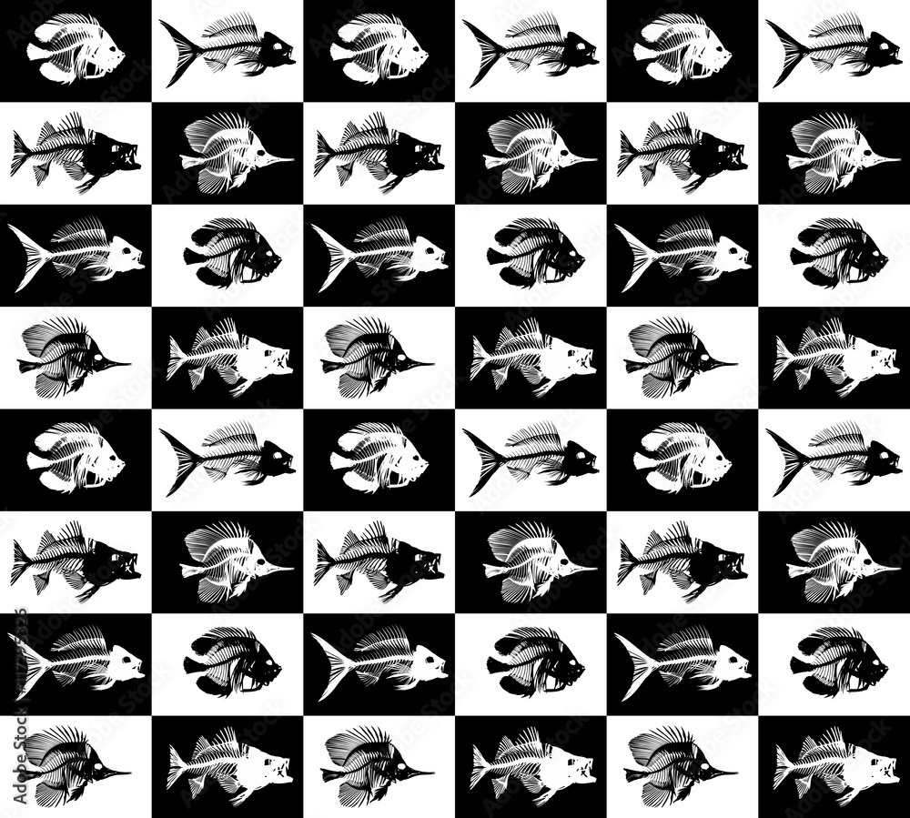 Fototapeta premium Seamless background with fishes.
