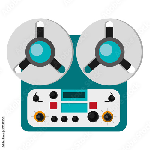 flat design reel tape recorder icon vector illustration