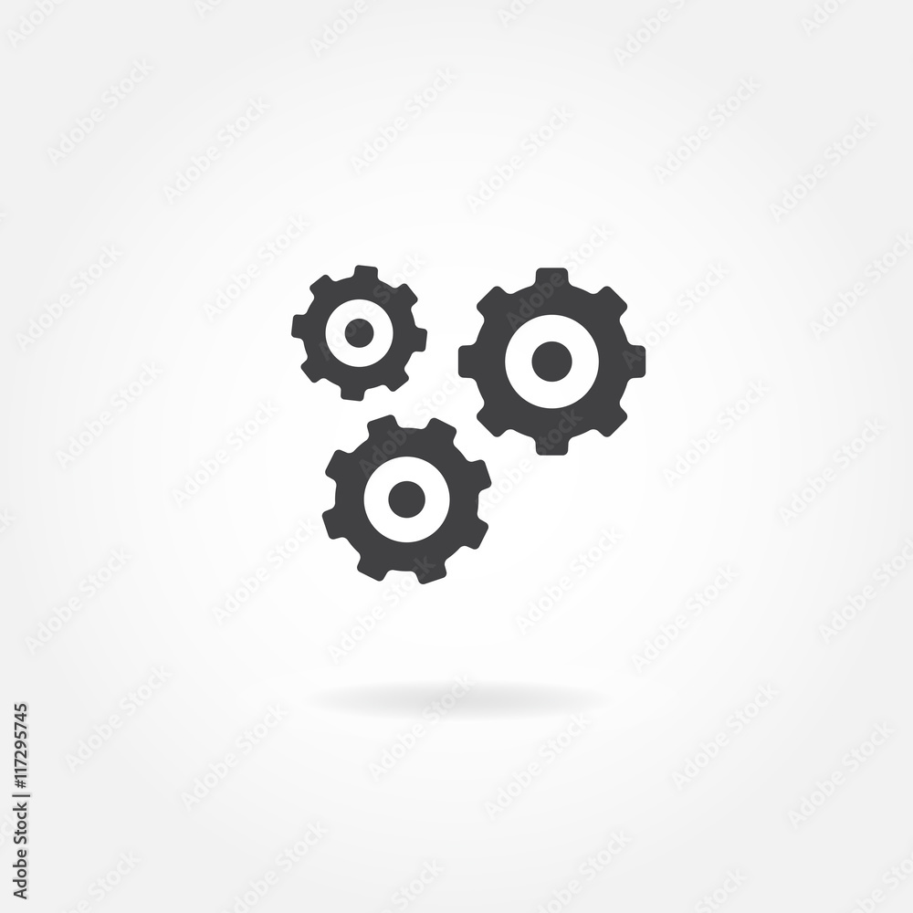 Gear icon or sign Isolated on white background. Vector illustration.