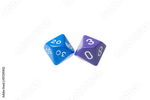 Two ten sided dice for board games