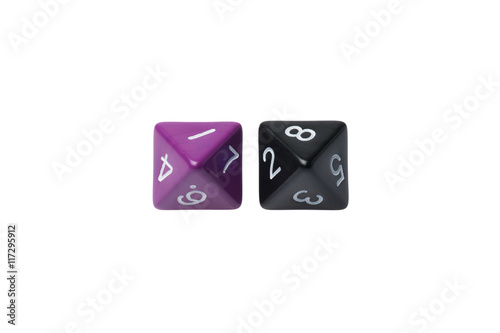 Two eight sided dice for board games