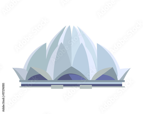 Lotus Temple Illustration in Flat Design.