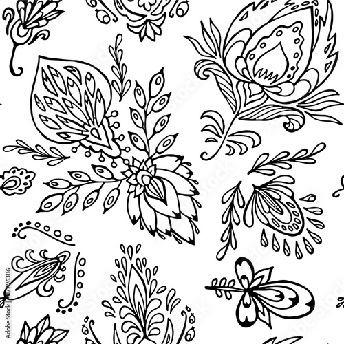 stock vector abstract seamless  pattern. orient floral ornament