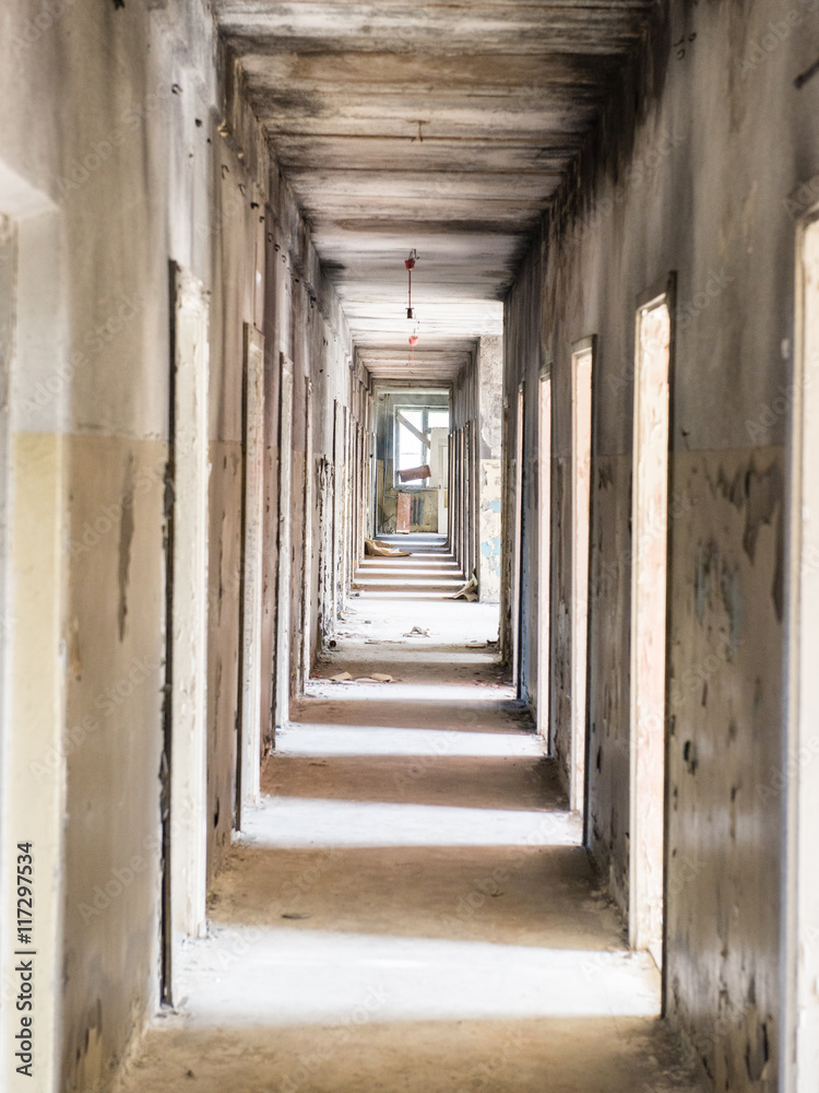 interior of an old abandoned soviet hospital