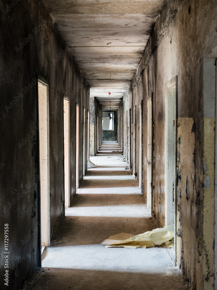 interior of an old abandoned soviet hospital