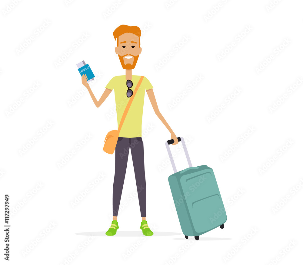 Traveling with Baggage Concept Illustration Traveling with Baggage Concept Illustration