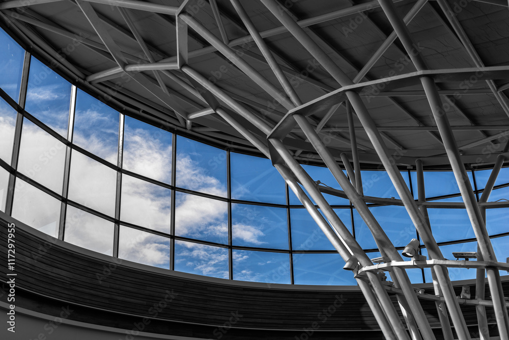 Fototapeta premium Modern architecture black and white glass and steel, architectur