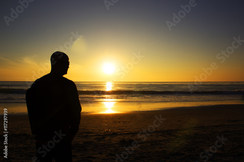 Silhouette at Sunset on the Beach