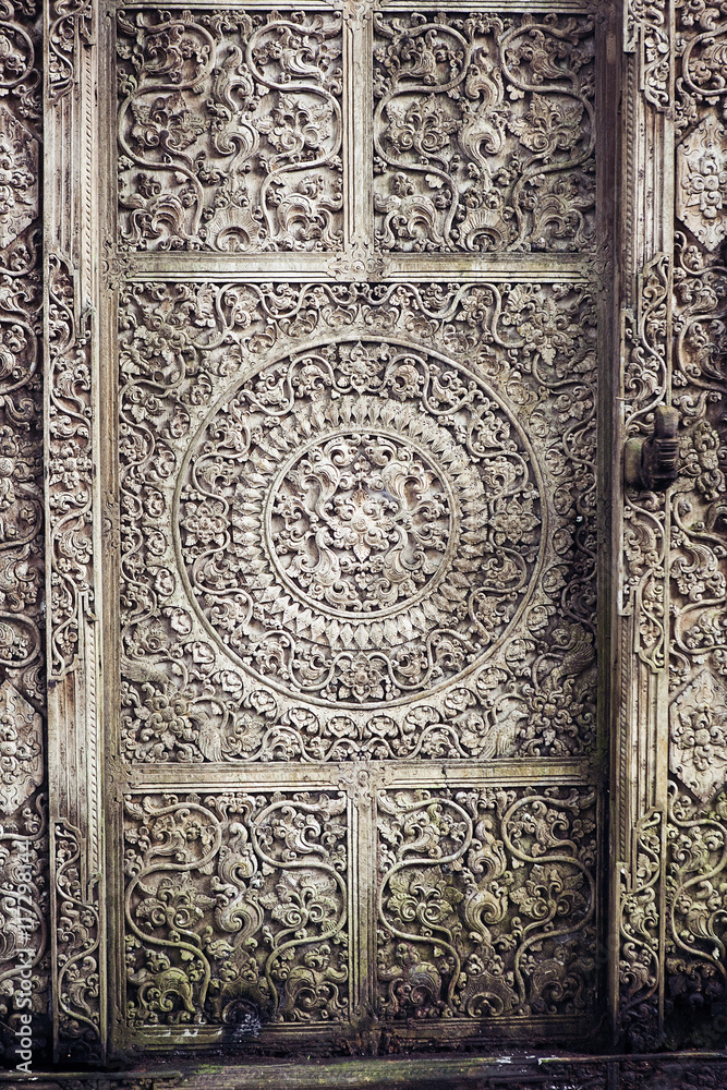 door wooden with carving