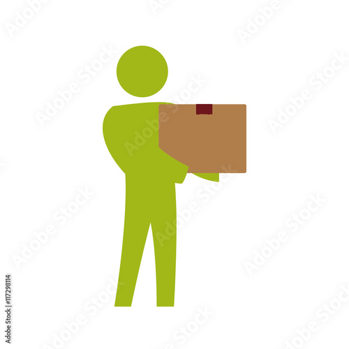 pictogram box delivery action male man silhouette icon. Isolated and flat illustration. Vector graphic
