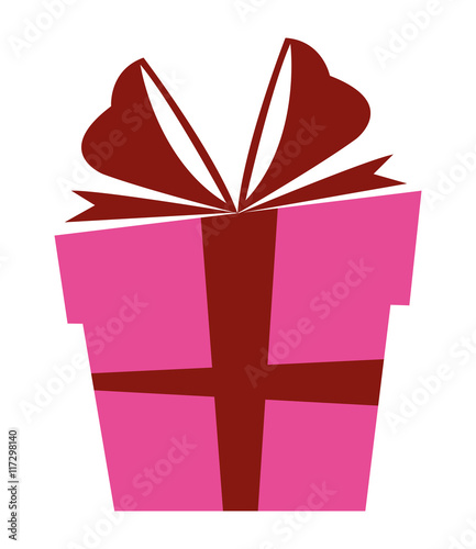 flat design gift box with bow icon vector illustration