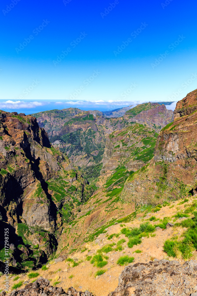 View over the mountains of Pico Do Arieiro, Madeira, Portugal