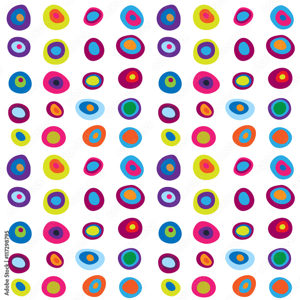 Seamless cute pattern with multi-colored concentric circles