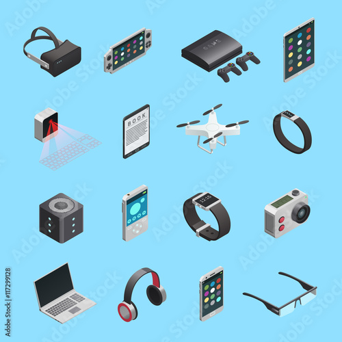 Isometric Icons Set Of Gadgets